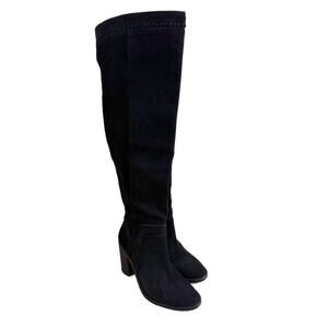 Vince Camuto Black Suede Madolee Over the Knee Boots 9 Side Zip Made in Brazil
